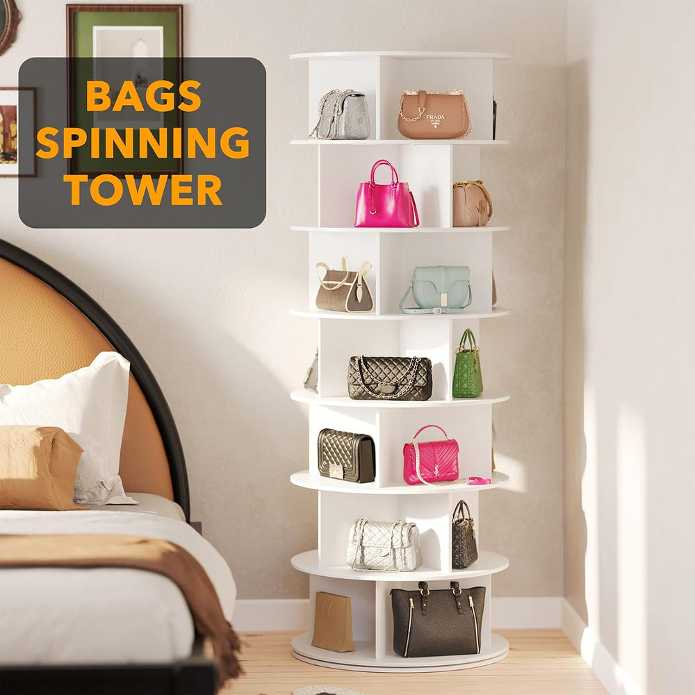 SpaceAid Cross Style 7-Tier Rotating Shoe Organizer, Spinning Shoe Rack Tower...
