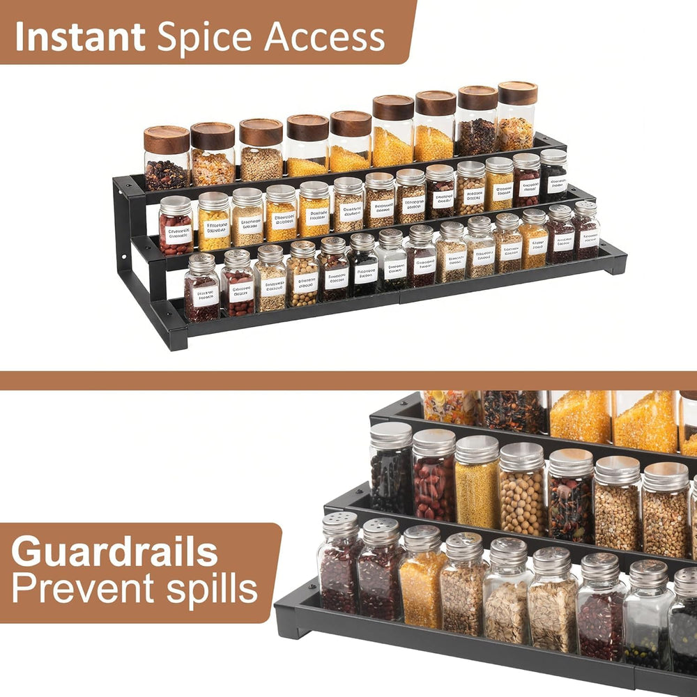 GOENDR Expandable Spice Rack Organizer for Cabinet, 3 Tier Metal Spice Organi...