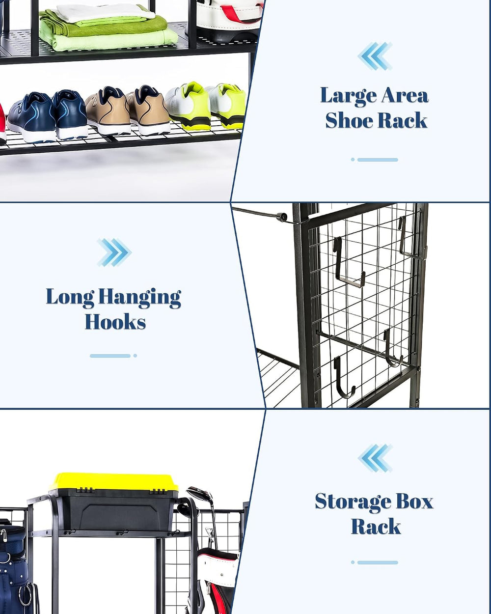 Mythinglogic Golf Bag Storage Rack with Wheels, 2 Golf Bag Garage Organizer