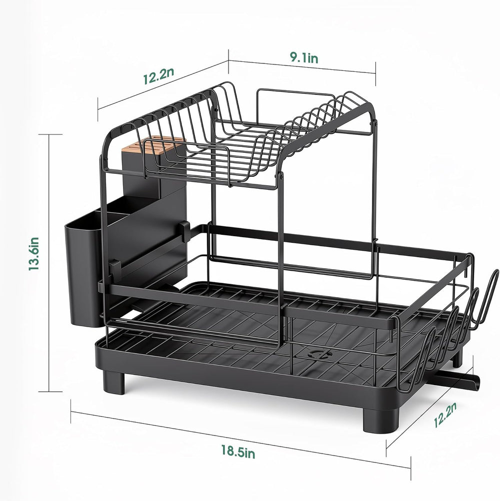 Runnatal 2-Tier Dish Drying Rack, Large Dish Drainers for Kitchen Counter