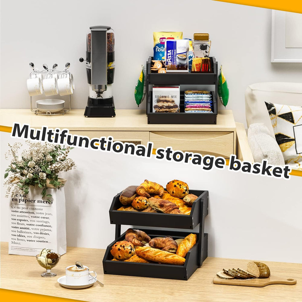 Gmtsl Bamboo Fruit Basket for Kitchen, Fruit Holder for Kitchen Countertop