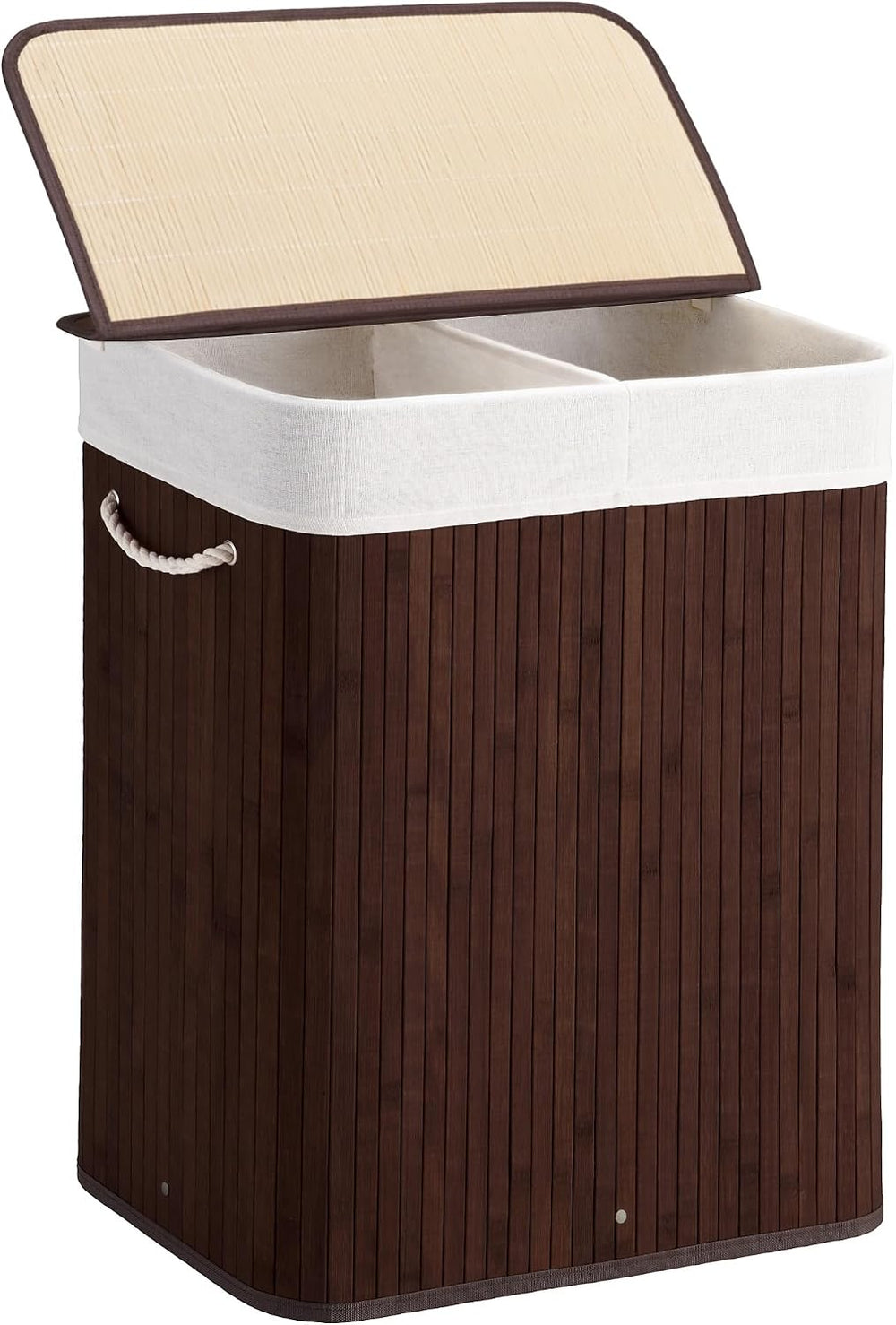 Aliphon 100L Laundry Hamper with lid, 2-Section Clothes Laundry Basket with H...