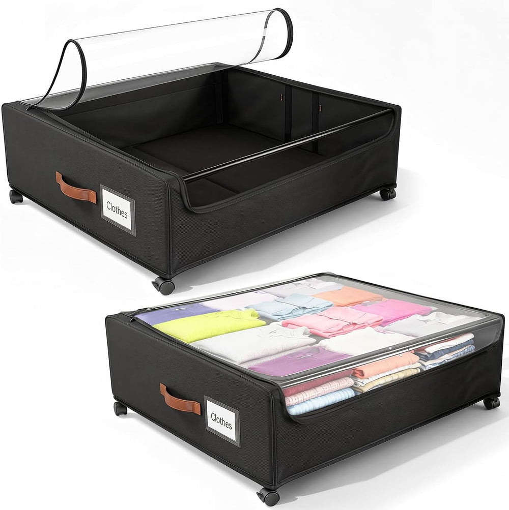 100L Extra Large Under Bed Storage with Wheels, 9.5" Extra Tall Storage Box