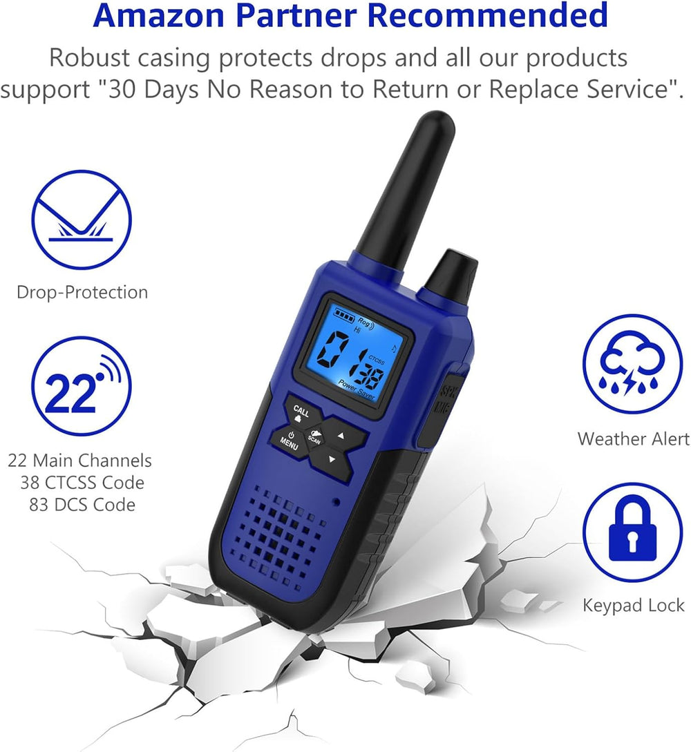 Topsung Walkie Talkies Long Range FRS IVOX NOAA 1800mAh ‌Li-Po Rechargeable
