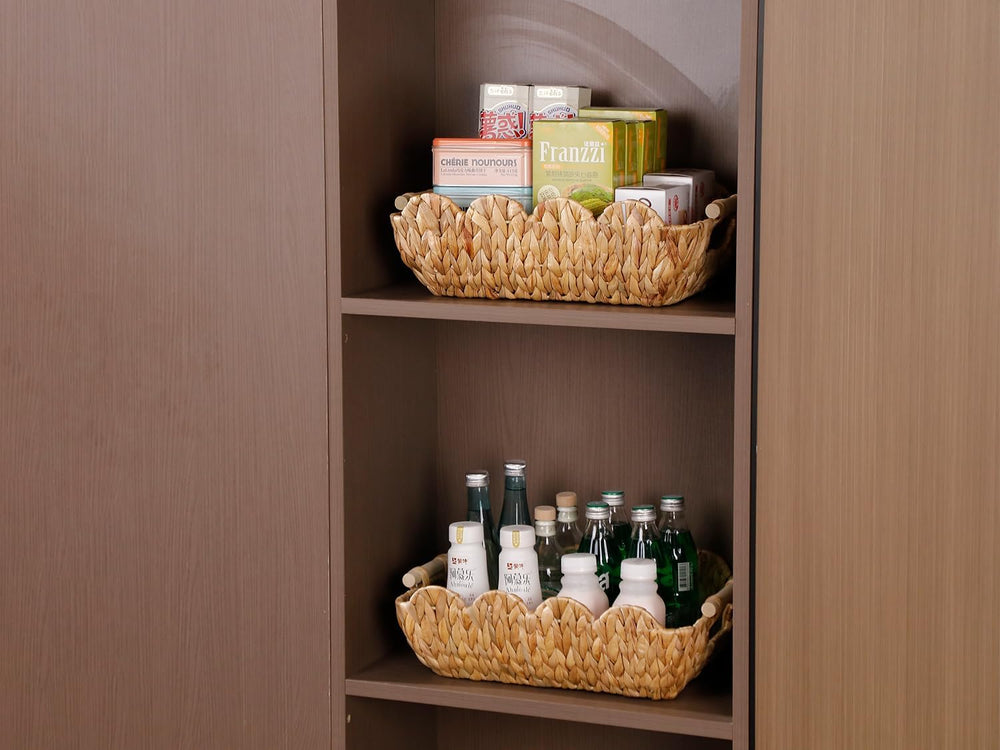 2 Pack Wicker Baskets, Cute Scalloped Baskets,Natural Water Hyacinth