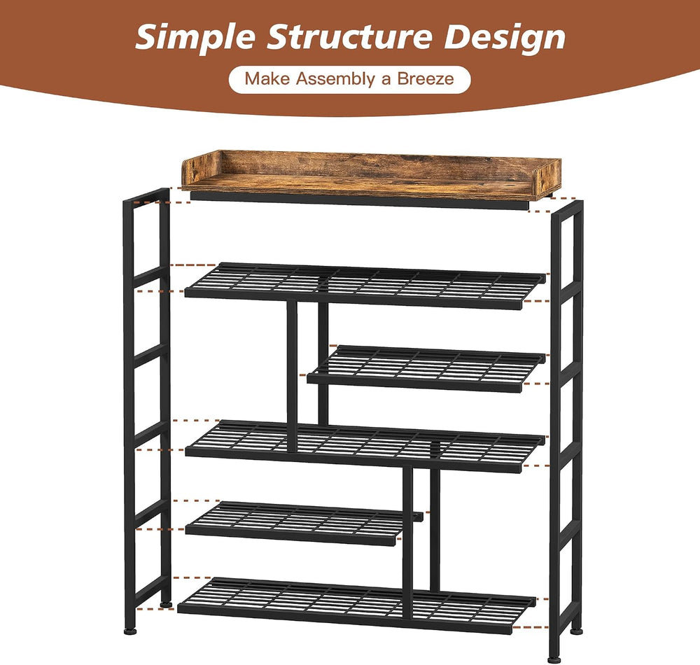 EnHomee 6‑Tier Shoe Rack for Entryway, Holds 24 Pairs, Tall Boot Section