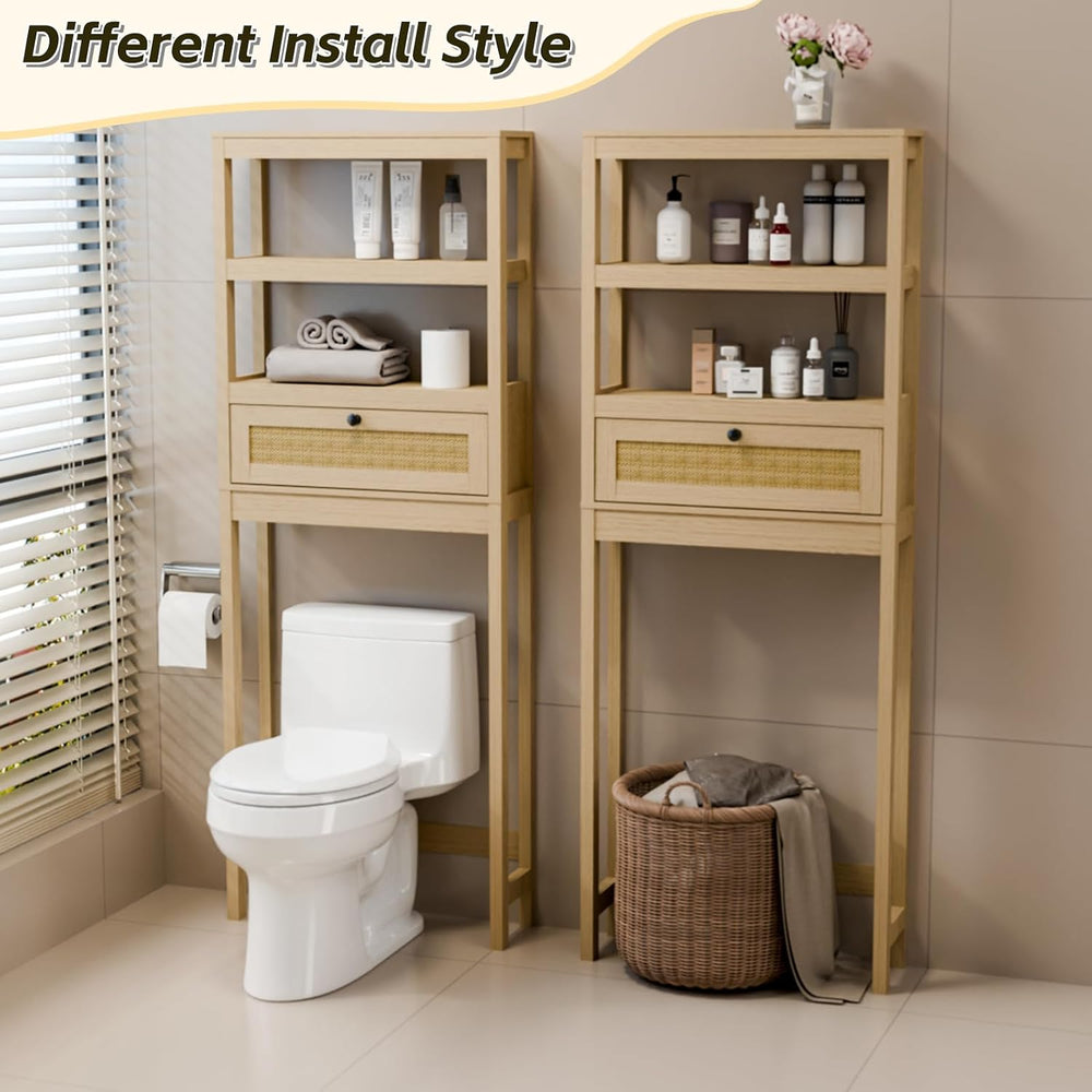 Over Toilet Storage Cabinet with Barn Door & Adjustable Shelves