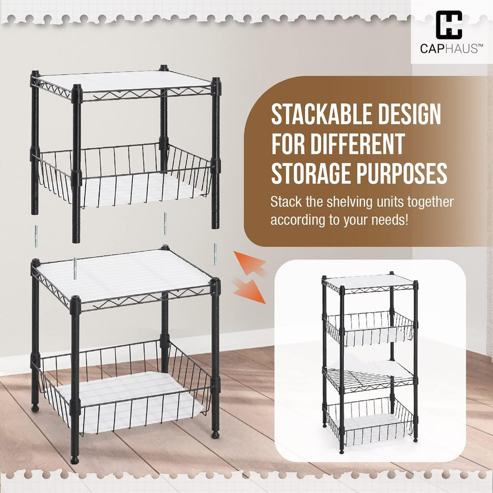 CAPHAUS NSF Wire Shelving Unit w/Baskets & Liner, Storage Rack Corner She...