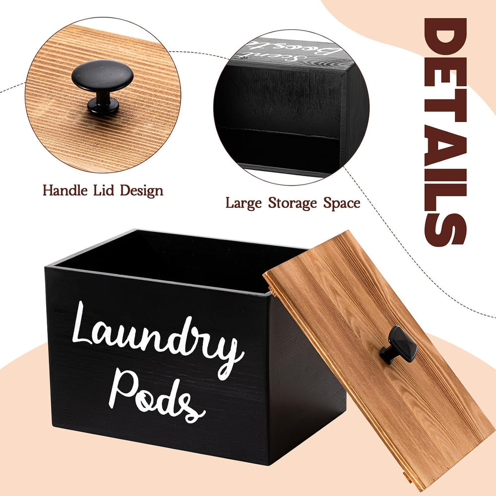 Dandat 3 Pcs Wood Laundry Pods Container Farmhouse Decoration Laundry Room Or...