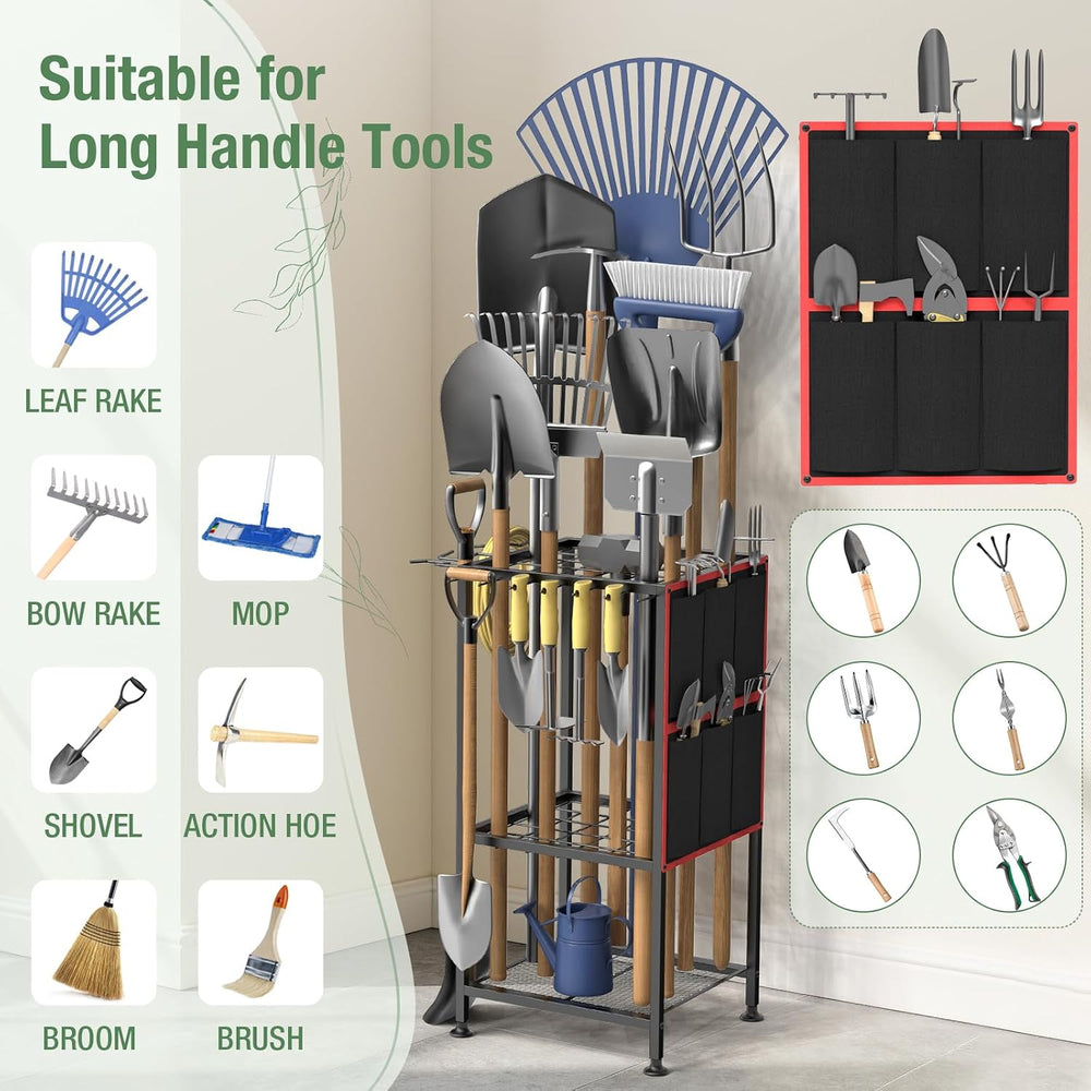 Garden Tool Organizer,Metal Yard Tool Organizer ,Holds 50 Long-Handled Tools/...