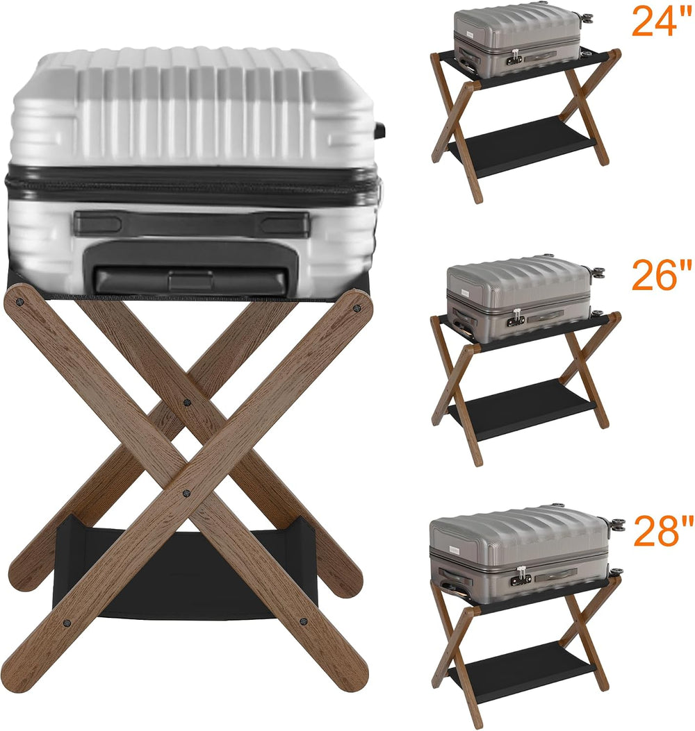 Heybly Luggage Rack, Folding Suitcase Stand with Storage Shelf HLR010WB1