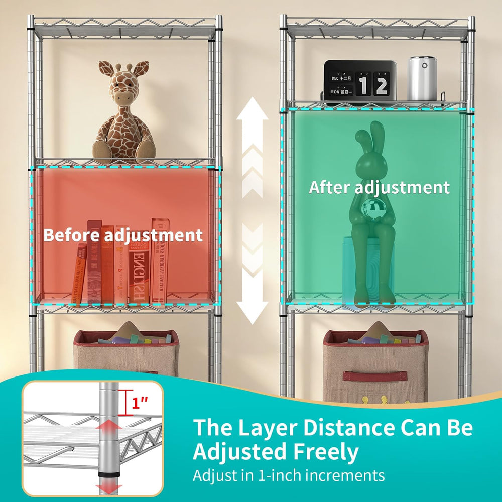 BestOffice | 4-Tier Wire Shelf | 12" x 18" x 44 | Chrome