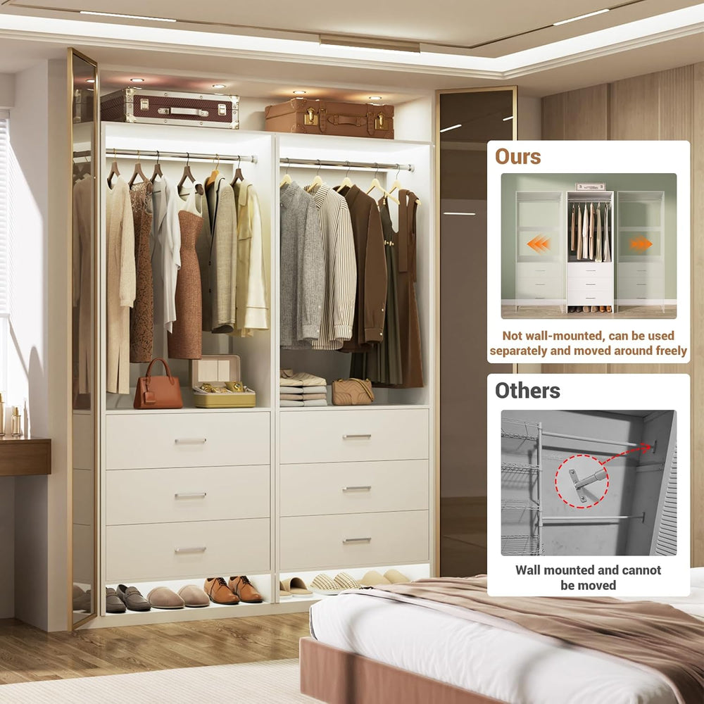 Aheaplus Closet System Closet Organizer, 3.6FT Closets, Set of 2， White