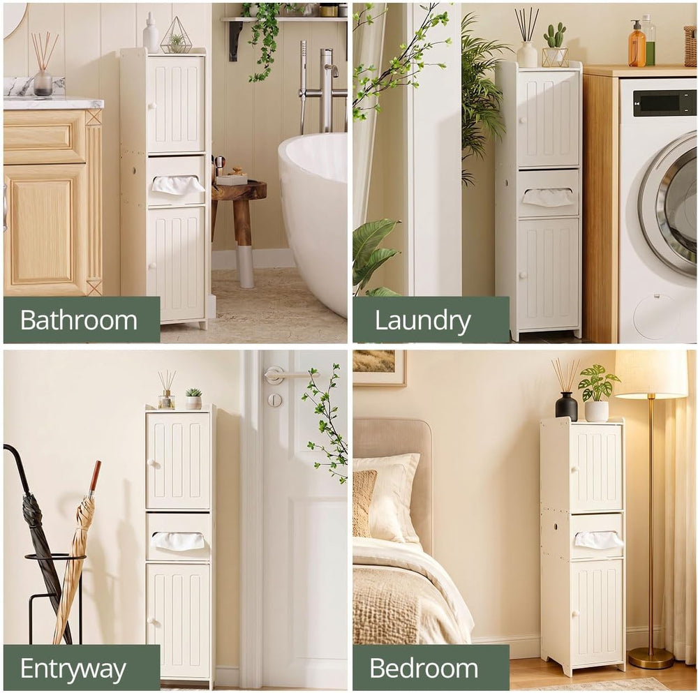 Narrow Slim Bathroom Storage Cabinet Waterproof Anti-Scratch, 33.9" Tall