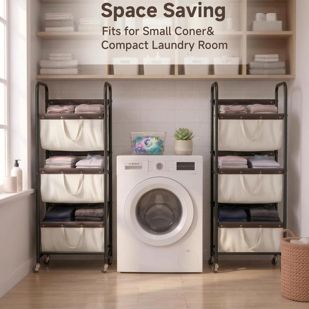 StorageWorks 3 Tier Laundry Hamper Sorter, Rolling Laundry Basket on Wheels
