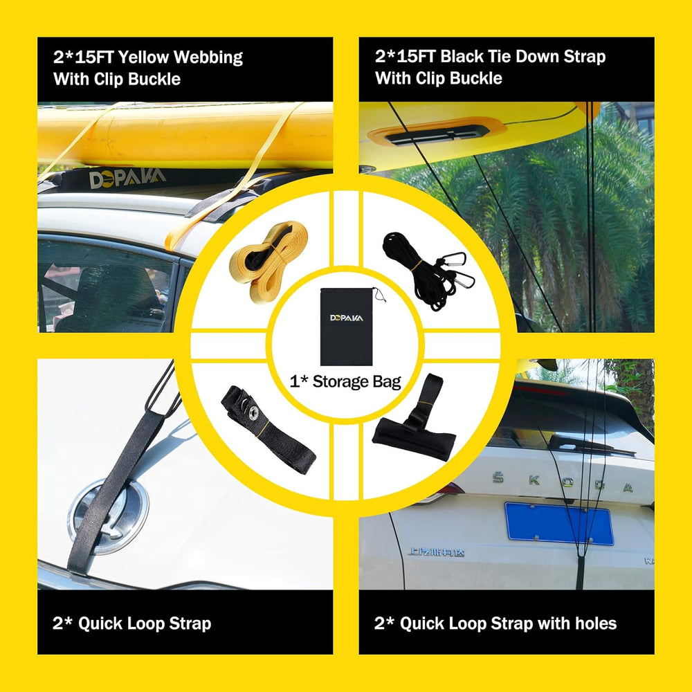 Kayak Roof Racks,Soft Roof Rack Pads,Universal Car Roof Rack for Surfboard/Sk...
