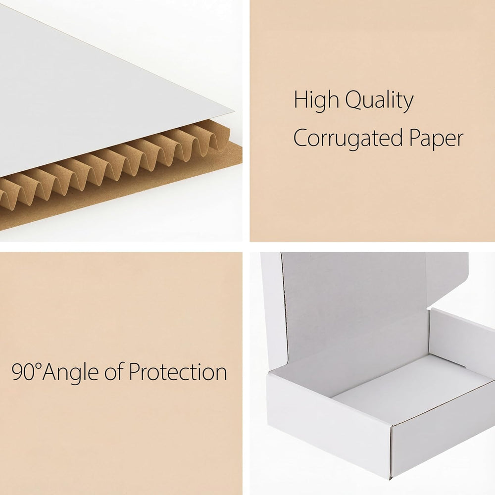 RLAVBL 9x6x2 Shipping Boxes Set of 50, White Corrugated Cardboard Box for Pac...