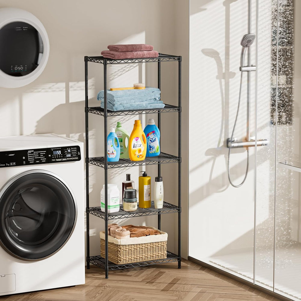 5Tier Adjustable Storage Shelves Metal Wire Shelving Standing Shelf