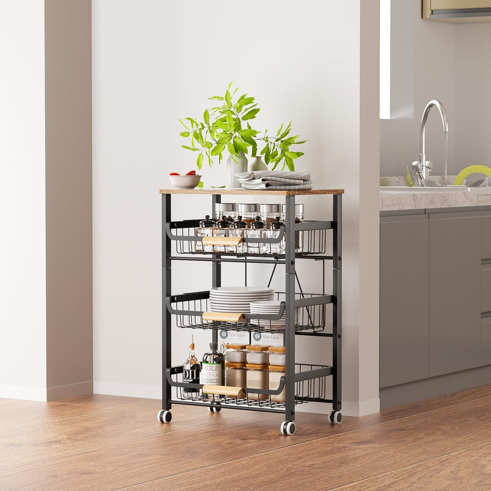 NiuYichee 4-Layer Fruit Basket Kitchen Food Organizer and Rack, Stackable Sto...