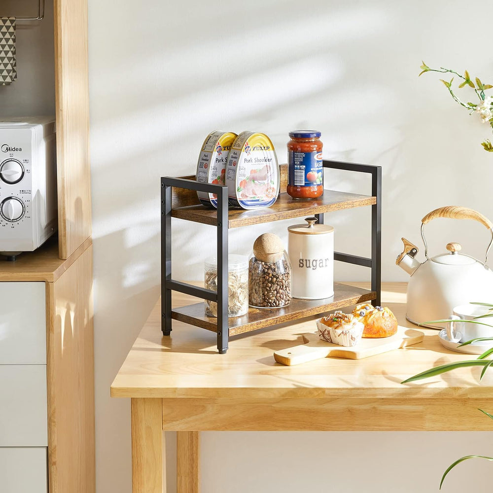 IBUYKE 2-Tier Spice Rack,Kitchen Countertop Organizer,Brown TLJ002H