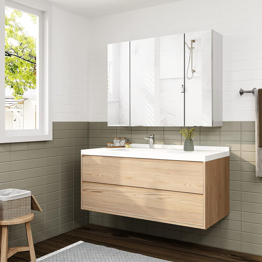 Medicine Cabinets Bathroom Mirror Cabinet with 3 Door 31.5x23.6 Inch Bathroom...