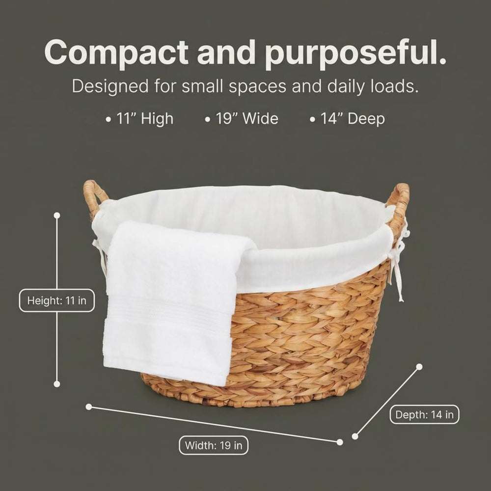 Household Essentials Round Wicker Laundry Basket with Handles, Whimsical Wate...