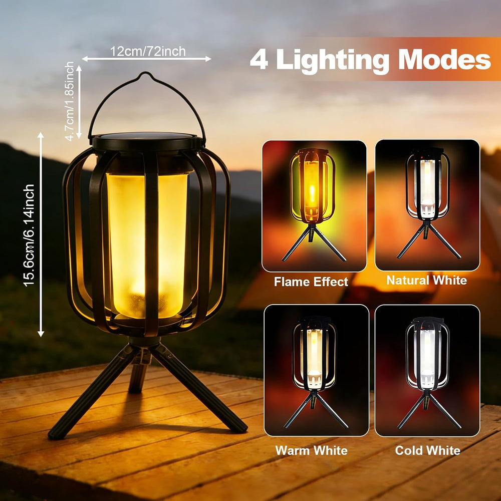 Solar Lanterns Outdoor Lights, 2 Pack Waterproof Flickering Flame Hanging Lig...