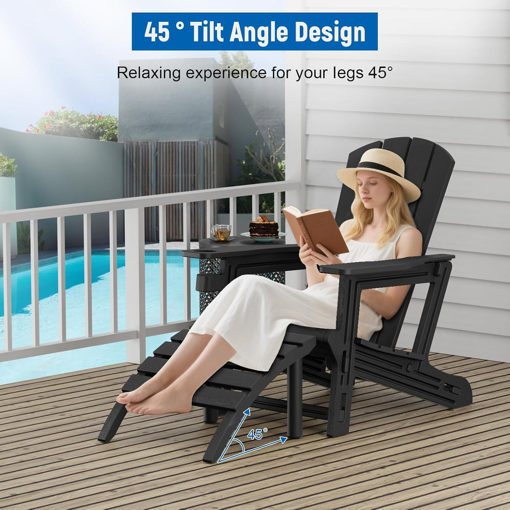 FONTOI Adirondack Ottoman, HDPE Plastic Adirondack Chair Footstool, All Weath...