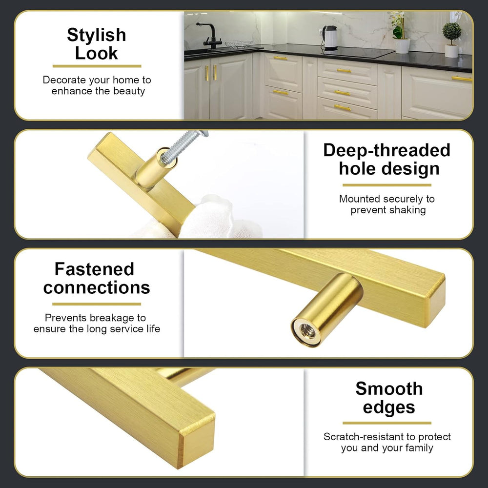 AEEKEL 30 Pack Brushed Brass Kitchen Cabinet Handles 5" Length Drawer Pulls