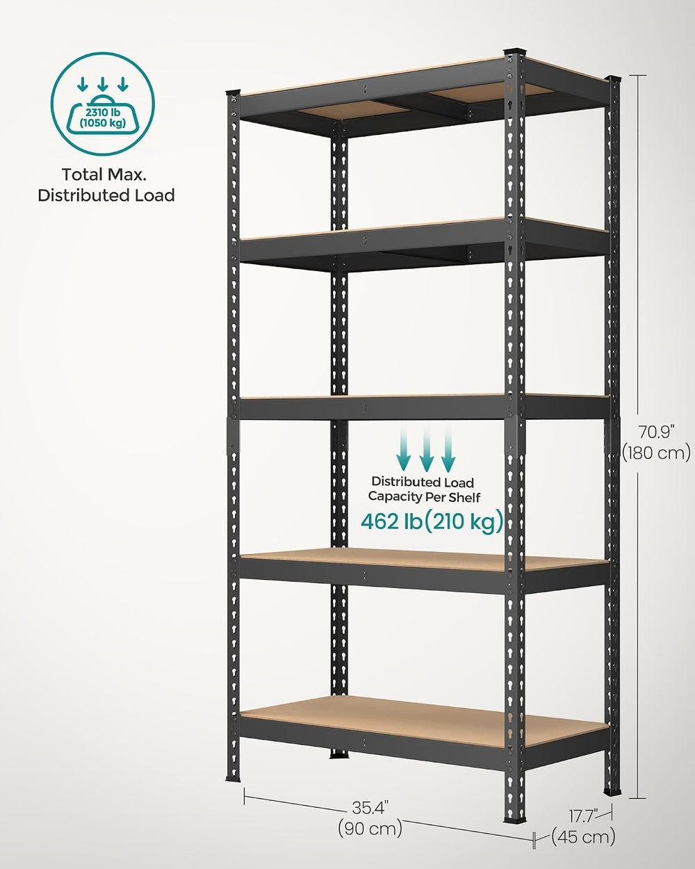 SONGMICS 5-Tier Storage Shelves, Load 2310 lb, Garage Storage, Boltless Assem...