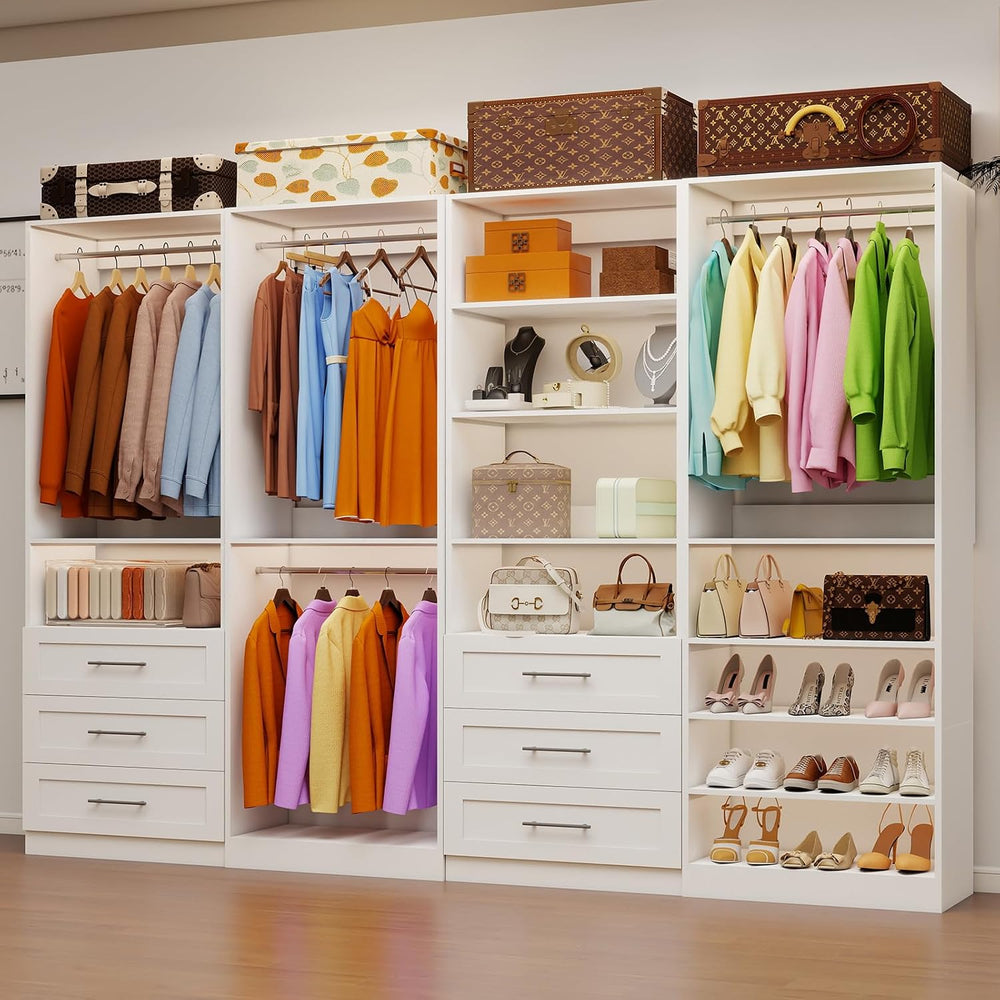 Closet System with 4 Sets, 8-21FT Closet Organizer Systems with 6 Drawers &am...