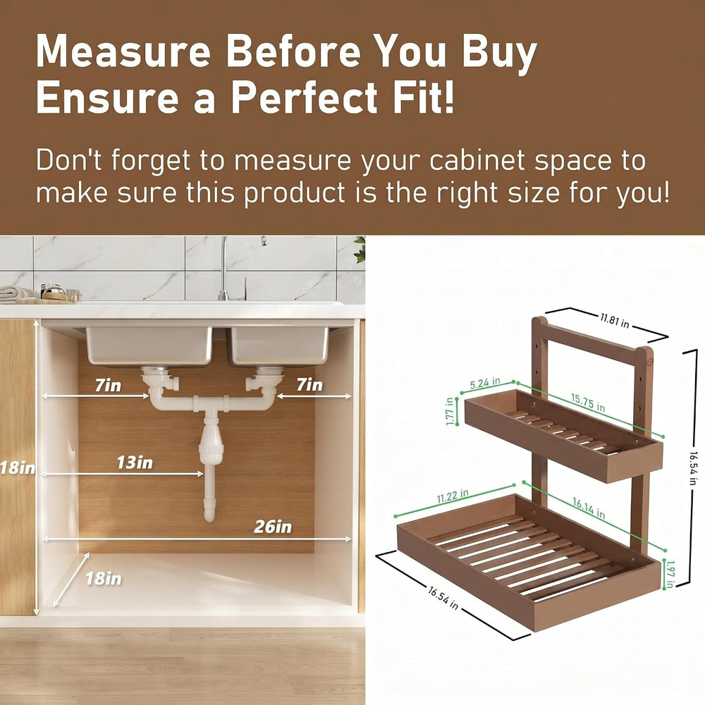 Under Sink Organizer, L-Shaped 2 Tier Pull Out Cabinet Organizer