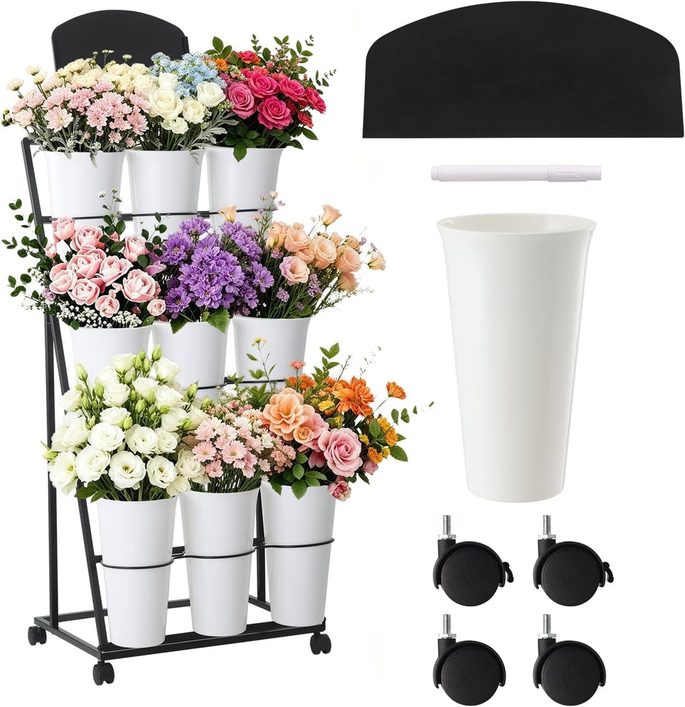 Bloom Bar Flower Cart Flower Bar Stand Flower Cart with Wheels | Made of meta...