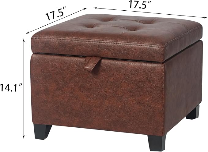 Adeco Faux Leather Storage Ottoman Bench