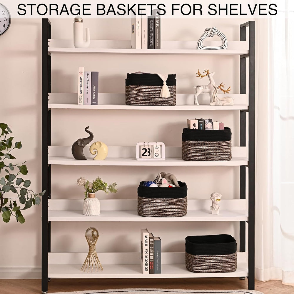 Storage Baskets Bins for Organizing 12.7×9.1×7.9 Black & Jute