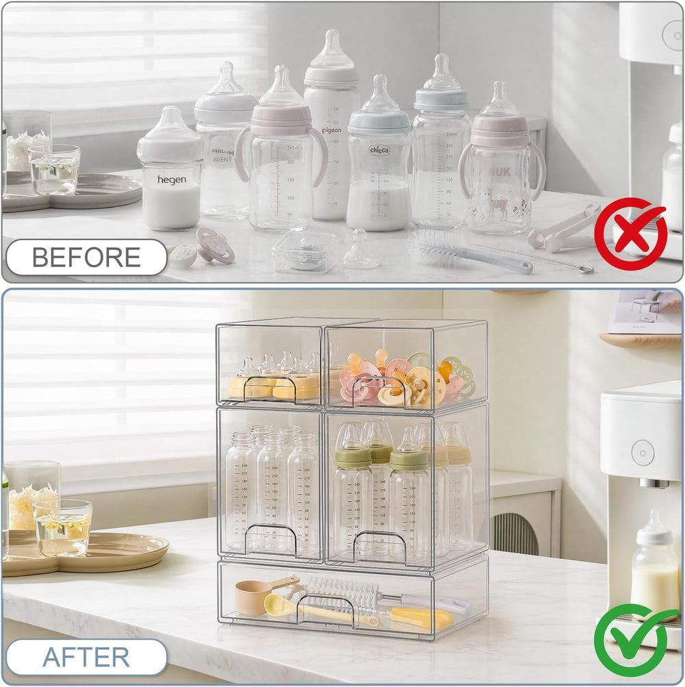 Bottle Organizer for Countertop,Under-Cabinet Acrylic Stackable Drawers