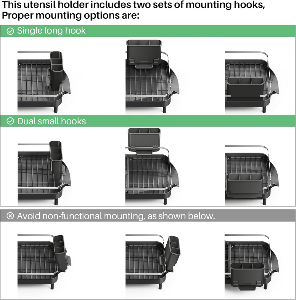 SNTD Expandable Dish Drying Rack for Kitchen Counter, 15.2-22.1 in, Black