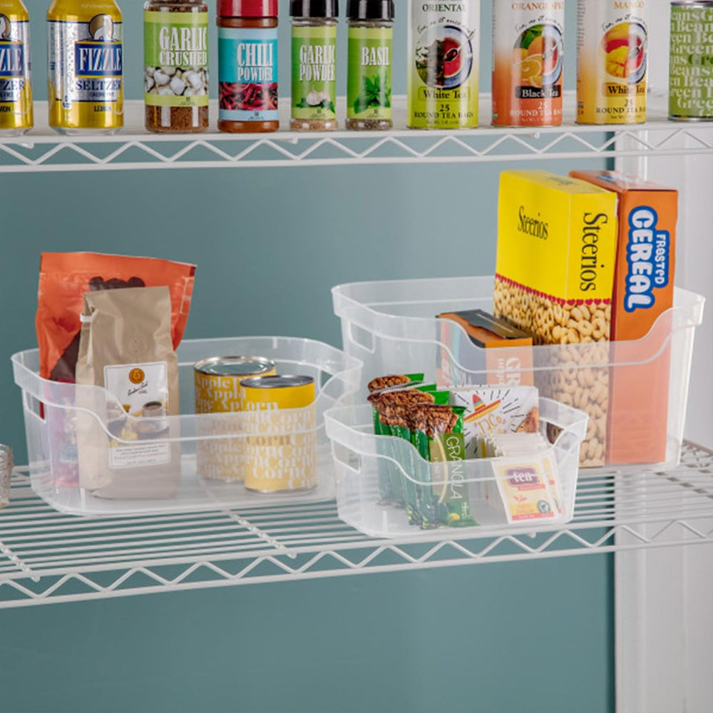 Sterilite 7 x 11 x 14.25 Inch Polished Open Scoop Front Storage Bin with Comf...