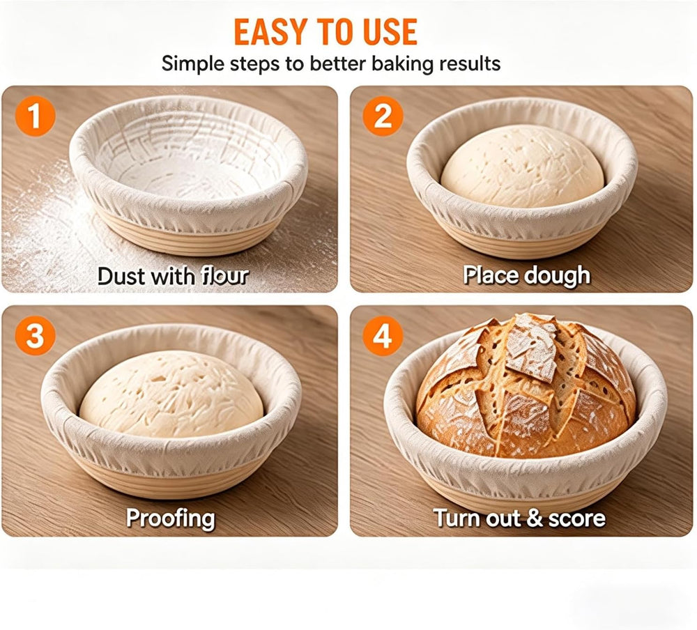 SOURDOUGH Baking Kit, 10" Oval & 9" Round BANNETON Proofing Bas...