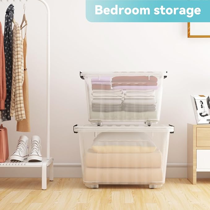 Nazhura 72 Quart Plastic Storage Bin, Stackable and Nestable Storage Boxes (6...