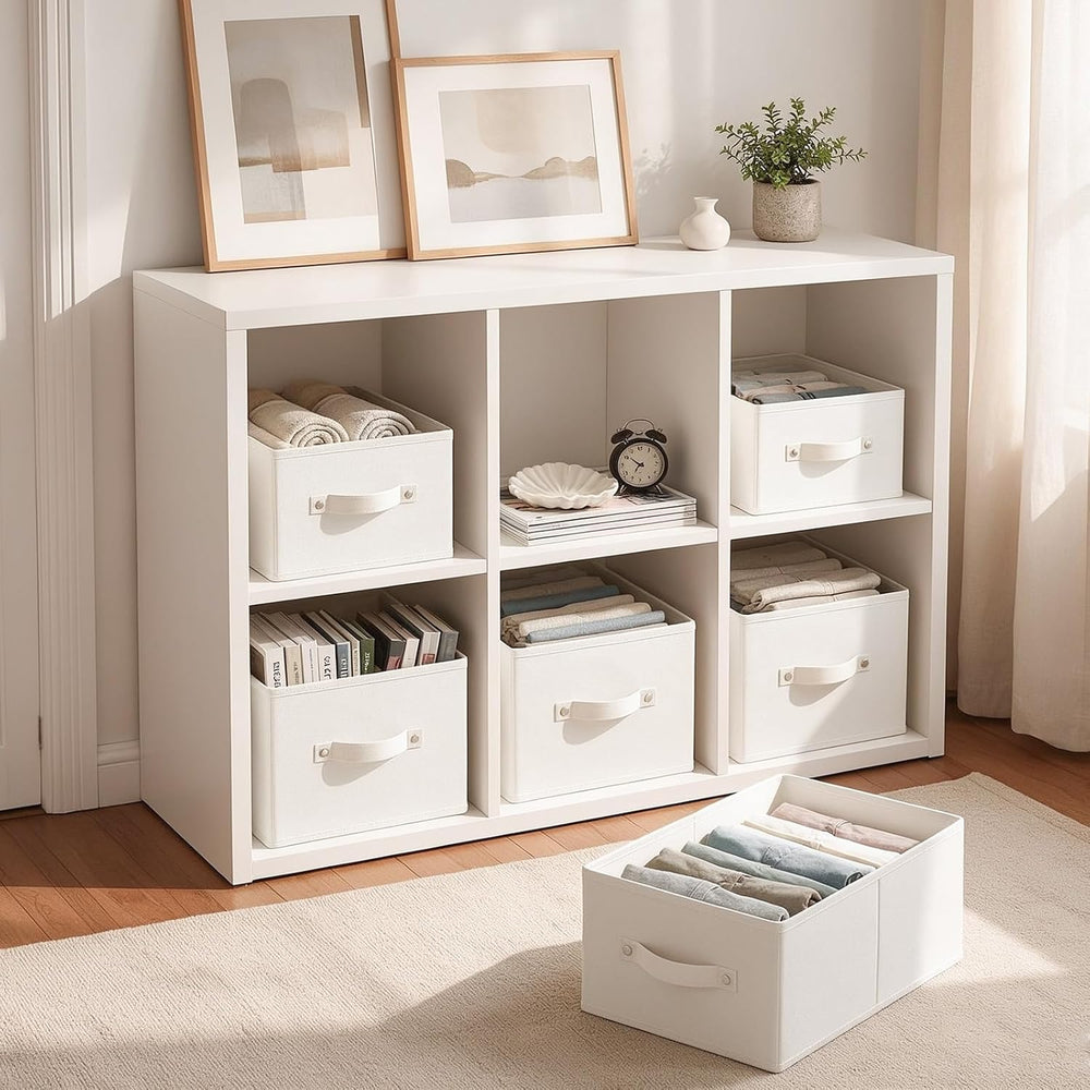 Storage Basket, Closet Organizer, 3 Pack, White, 18.5x11x7.9 In
