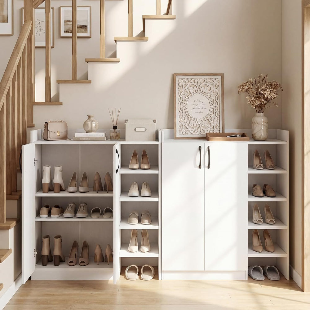 GOFLAME Shoe Cabinet with Doors, Modern Shoe Rack Organizer with 2 Adjustable...