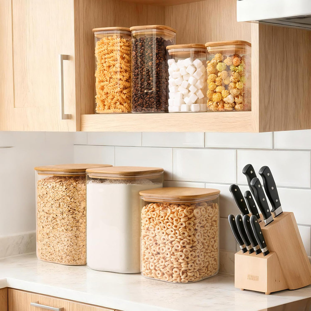 Glass Flour Containers with Lids 1 Gallon 2 Pack Pantry Organization