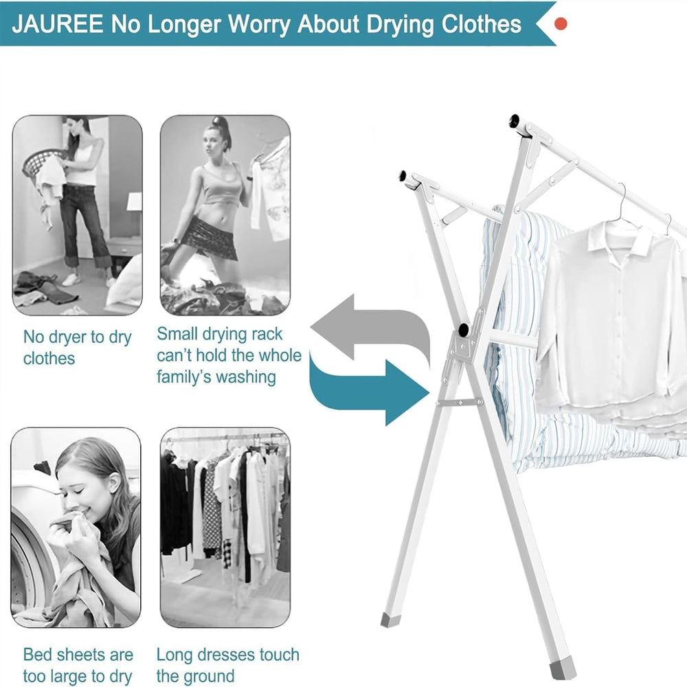 JAUREE 95 Inches Clothes Drying Rack, Drying Rack Clothing Folding Indoor Out...