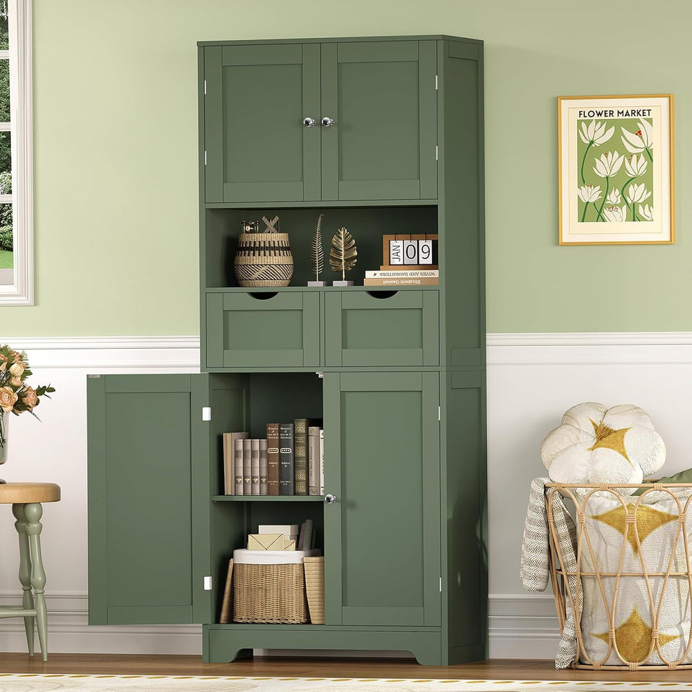 57.8"H Tall Bathroom Storage Cabinet with 4 Doors & 2 Adjustable She...