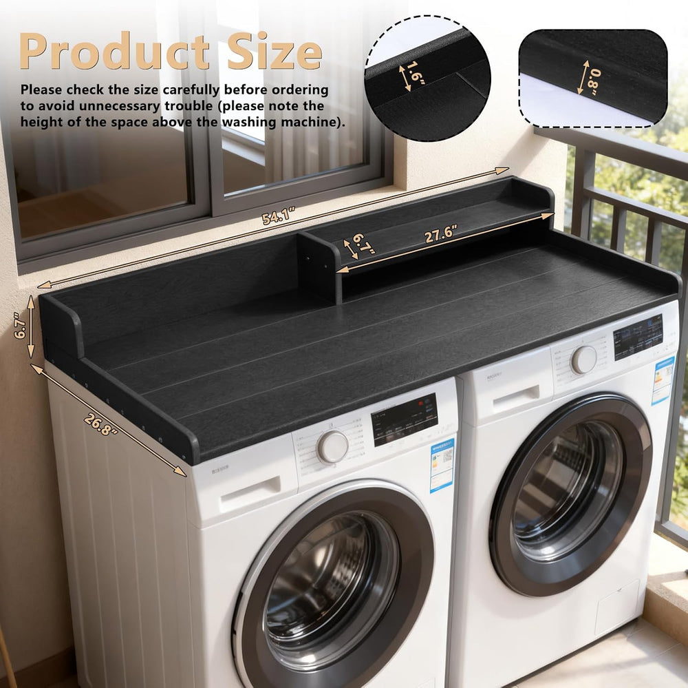 Washer Dryer Countertop with Shelf, HDPE 2-Tier Laundry Topper