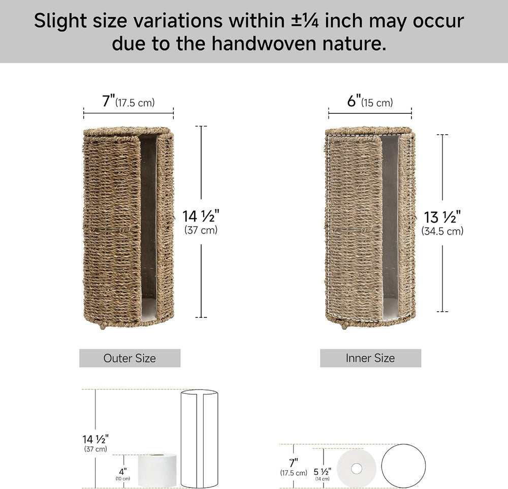 StorageWorks Seagrass Free Standing Toilet Paper Holder Stand for Bathroom, 3...