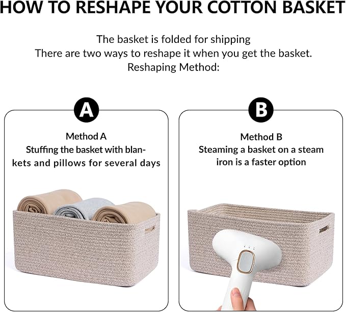 Large Storage Baskets for Shelves, Closet Organizers Bins for Clothes Blanket...