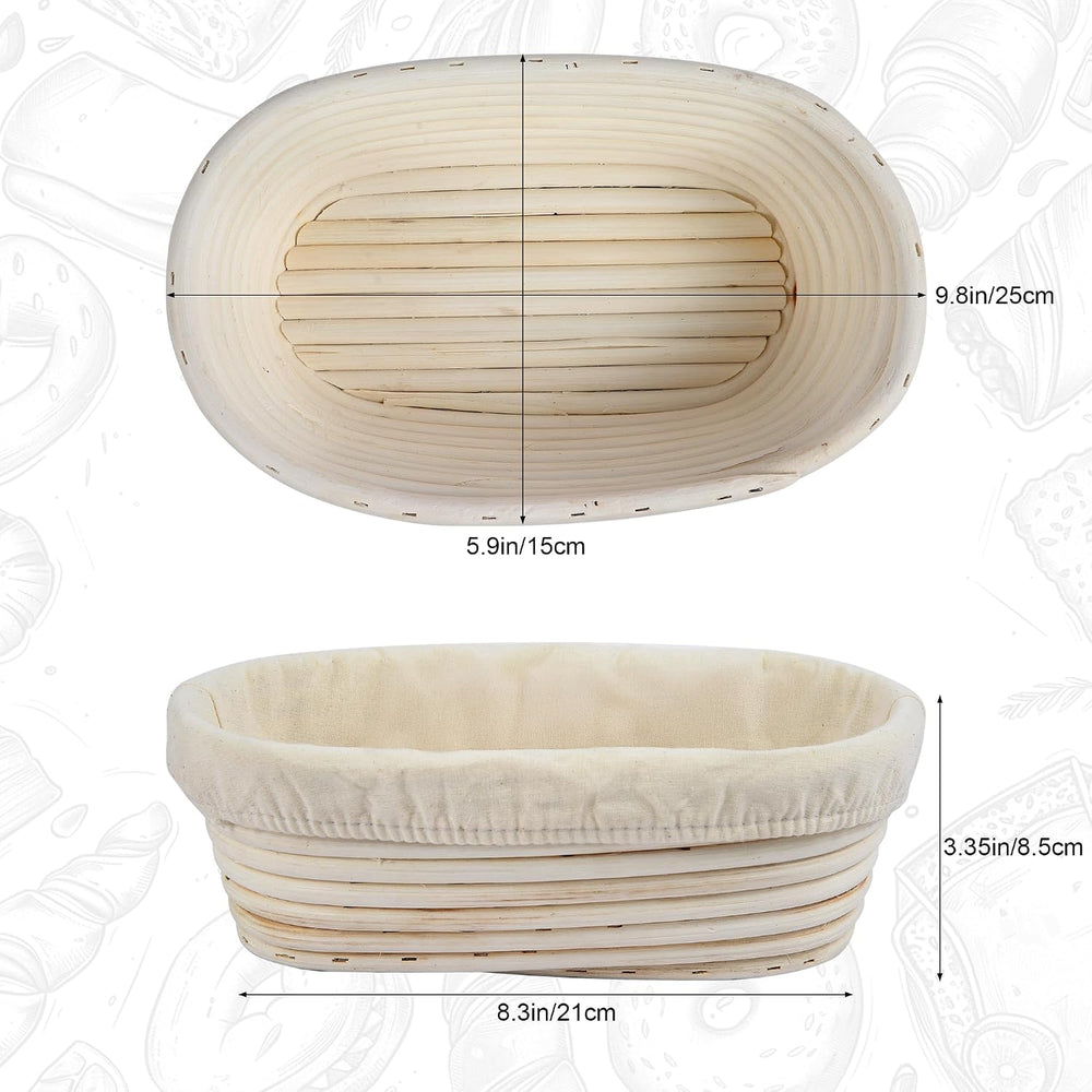 3Pcs Banneton Bread Proofing Basket, 10 inch Oval Banneton Basket,Sourdough P...