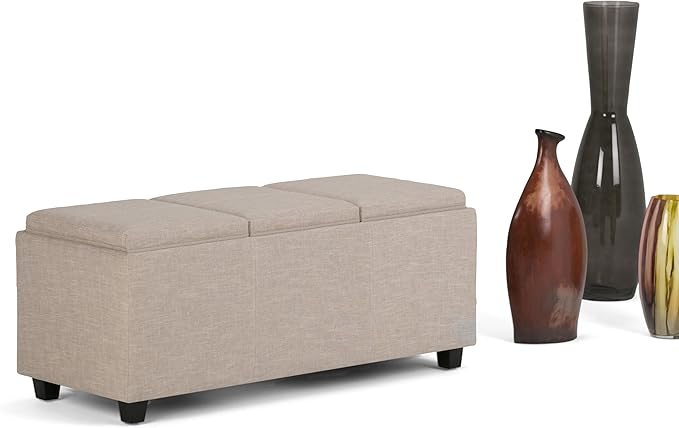 SIMPLIHOME Avalon 42 inch Wide Contemporary Rectangle Storage Ottoman in